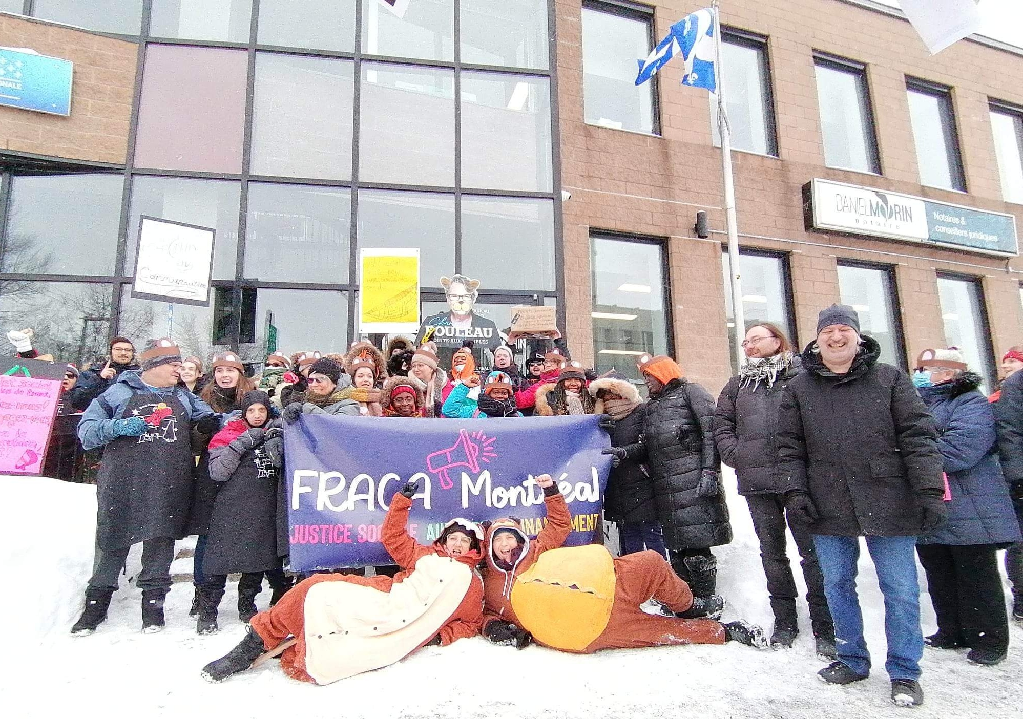 Action du FRACA Montréal devant les bureaux de la ministre Chantal Rouleau - 2 février 2023